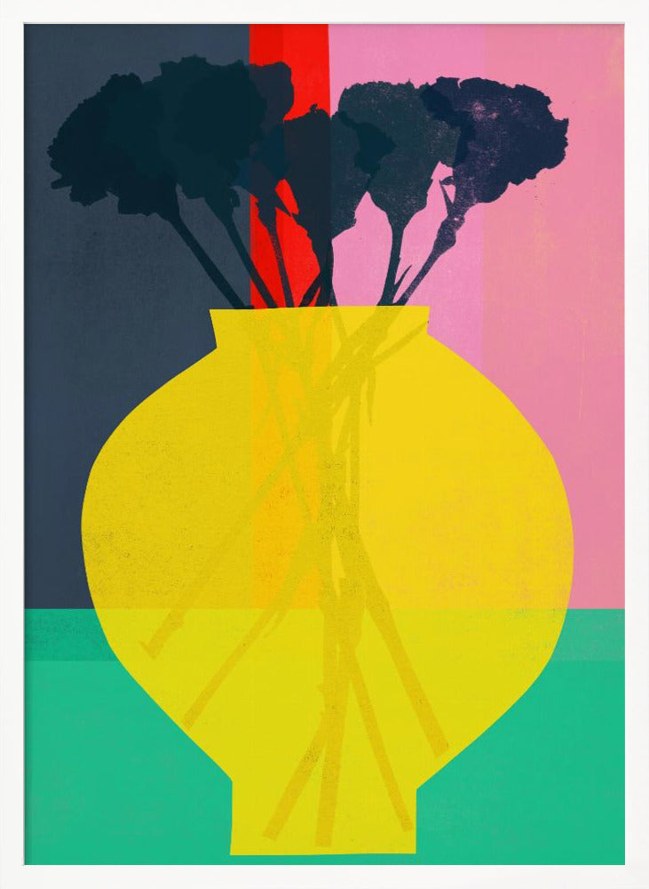 Flower and Yellow Vase Silhouette - Poster / Art Print