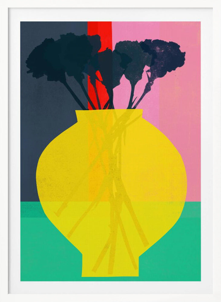 Flower and Yellow Vase Silhouette - Poster / Art Print