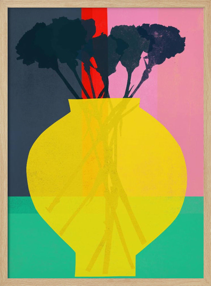 Flower and Yellow Vase Silhouette - Poster / Art Print