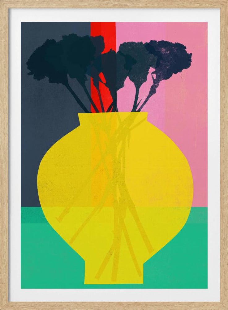 Flower and Yellow Vase Silhouette - Poster / Art Print