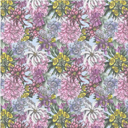 Colorful Flowers with Green Leaves - Poster / Art Print