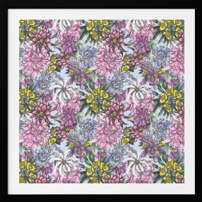 Colorful Flowers with Green Leaves - Poster / Art Print