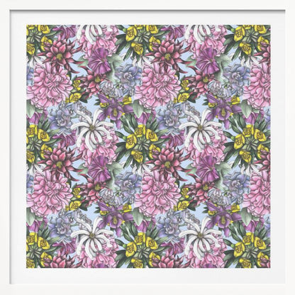 Colorful Flowers with Green Leaves - Poster / Art Print