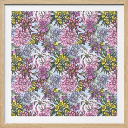 Colorful Flowers with Green Leaves - Poster / Art Print