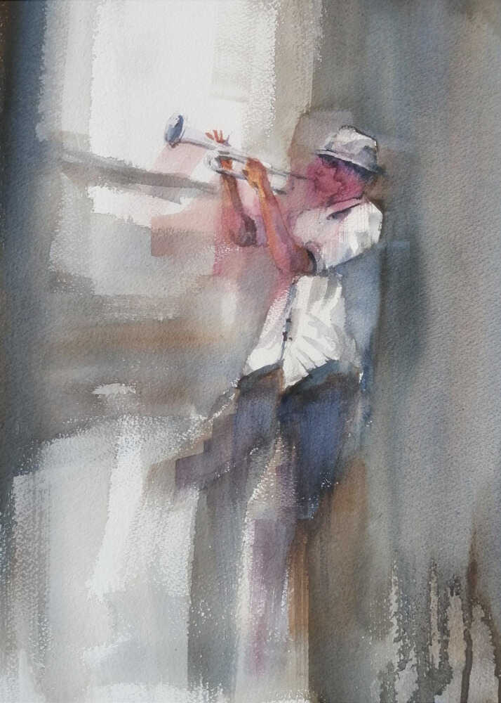 A Musician Playing The Trumpet - Poster / Art Print