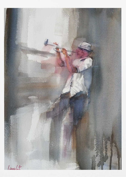 A Musician Playing The Trumpet - Poster / Art Print