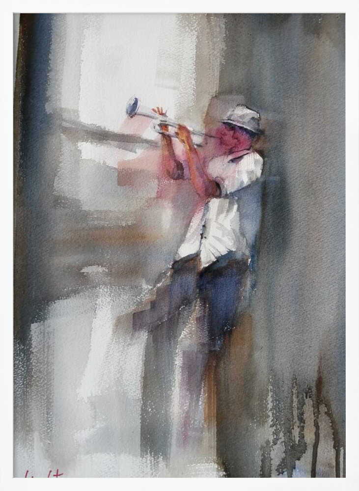 A Musician Playing The Trumpet - Poster / Art Print