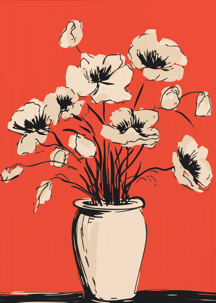 Poppies in a Vase - Poster / Art Print