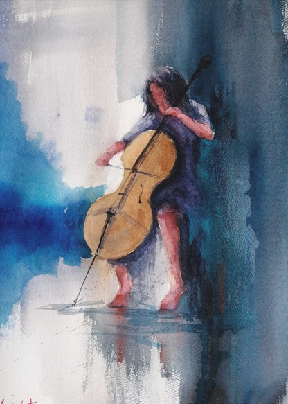 A Musician Playing A Cello - Poster / Art Print