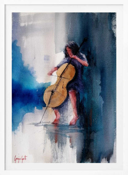 A Musician Playing A Cello - Poster / Art Print
