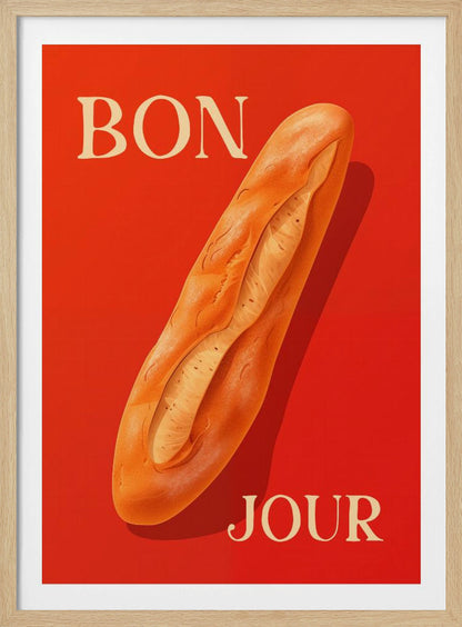 Baguette On A Red Background - Poster / Art Print