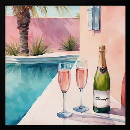 Champagne at the pool - Poster / Art Print