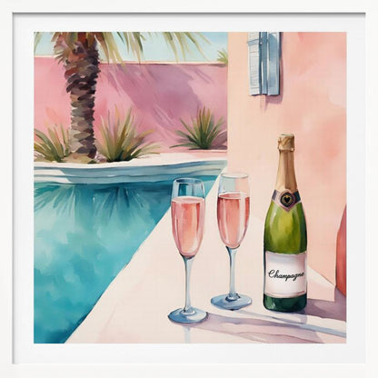 Champagne at the pool - Poster / Art Print