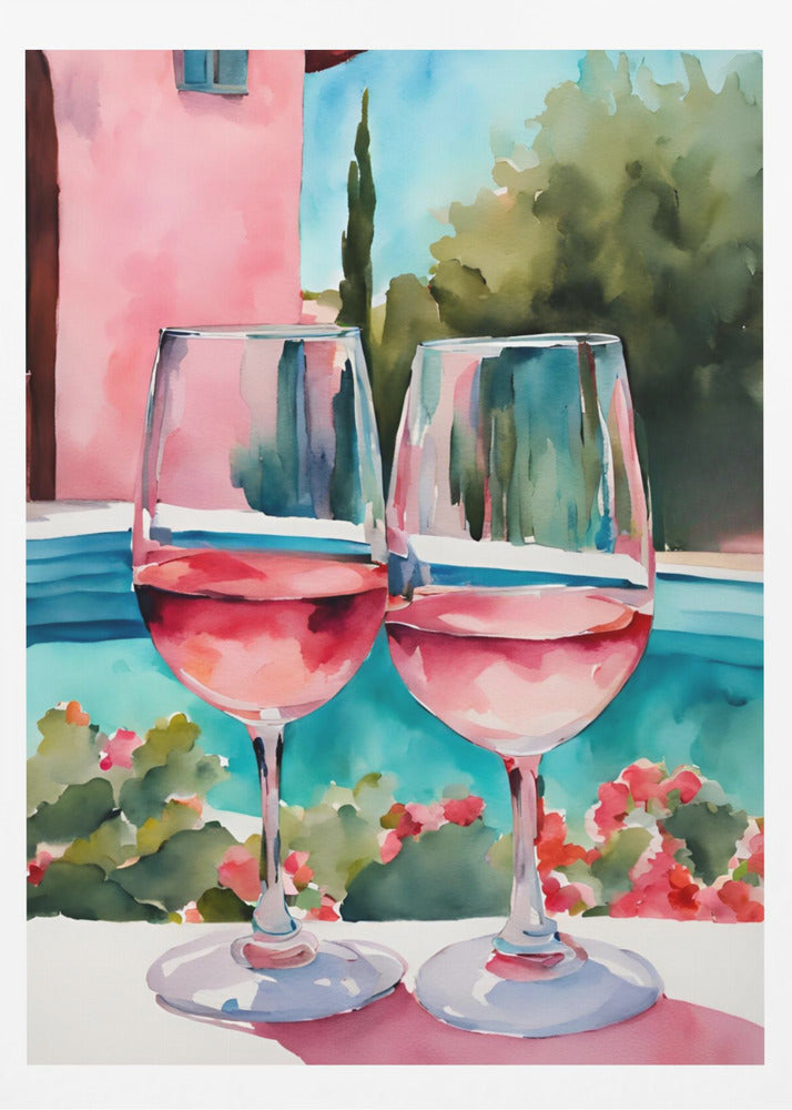 Rosé am Pool - Poster / Art Print