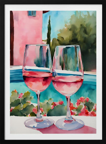 Rosé am Pool - Poster / Art Print