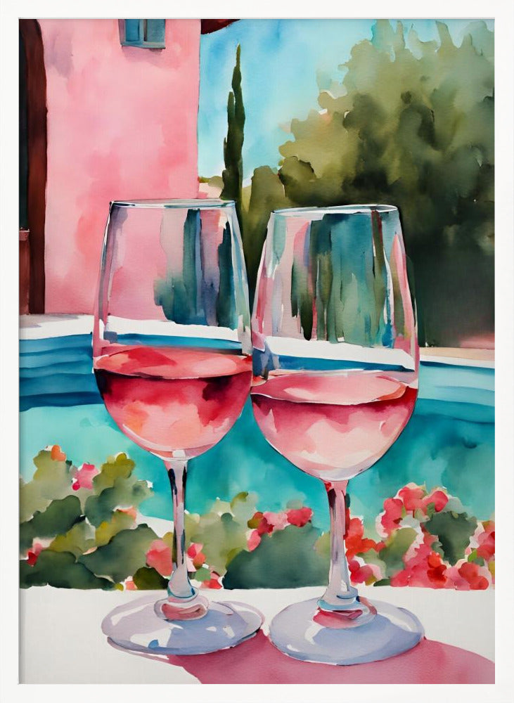 Rosé am Pool - Poster / Art Print