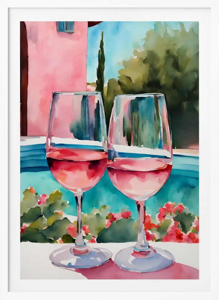 Rosé am Pool - Poster / Art Print