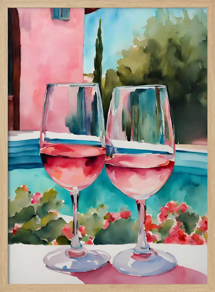 Rosé am Pool - Poster / Art Print