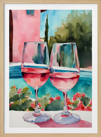Rosé am Pool - Poster / Art Print
