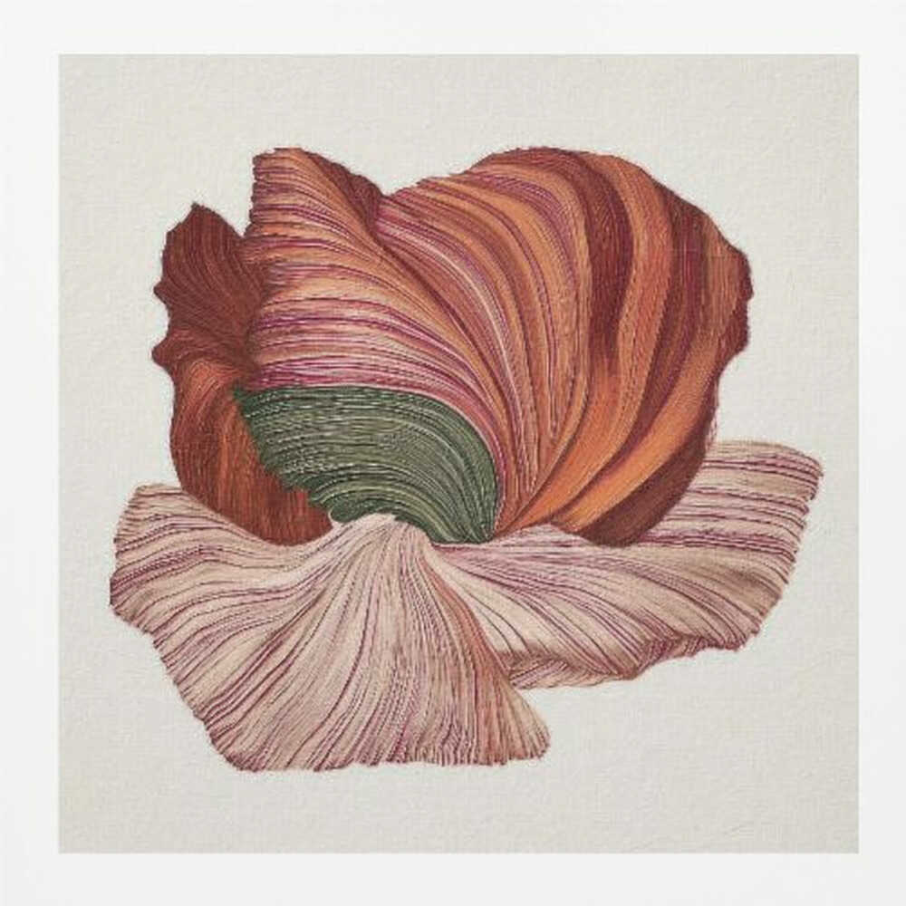 Minimalist floral line art poster with abstract flowers and leaves on a light background