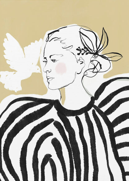 Woman Profile with a Zebra Stripe Pattern - Poster / Art Print