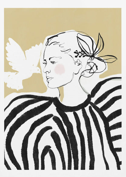 Woman Profile with a Zebra Stripe Pattern - Poster / Art Print
