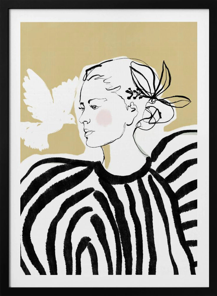 Woman Profile with a Zebra Stripe Pattern - Poster / Art Print