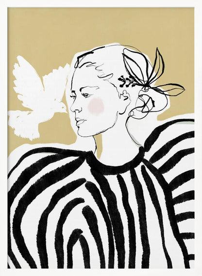 Woman Profile with a Zebra Stripe Pattern - Poster / Art Print