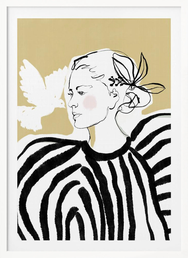 Woman Profile with a Zebra Stripe Pattern - Poster / Art Print