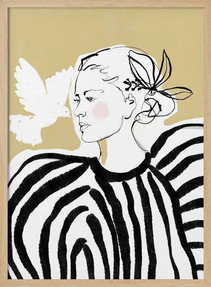 Woman Profile with a Zebra Stripe Pattern - Poster / Art Print