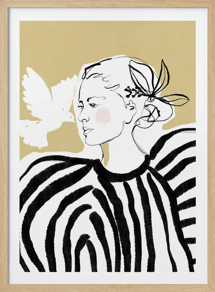 Woman Profile with a Zebra Stripe Pattern - Poster / Art Print