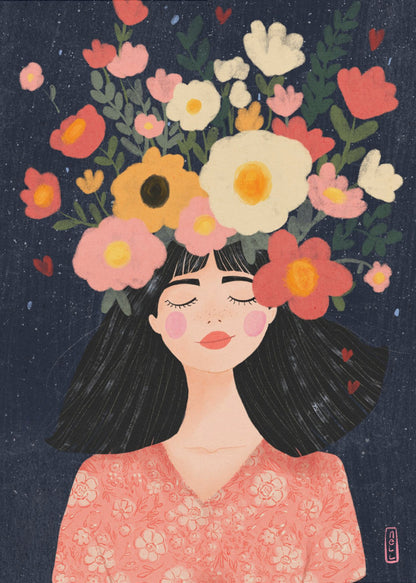 Midnight Flowers and Thoughts - Poster / Art Print