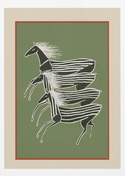 Horses In Stripes - Poster / Art Print