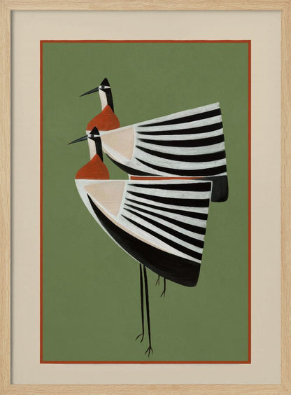 Striped Bird Pair - Poster / Art Print