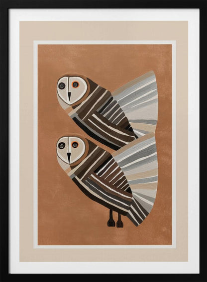 Striped Owl Pair - Poster / Art Print
