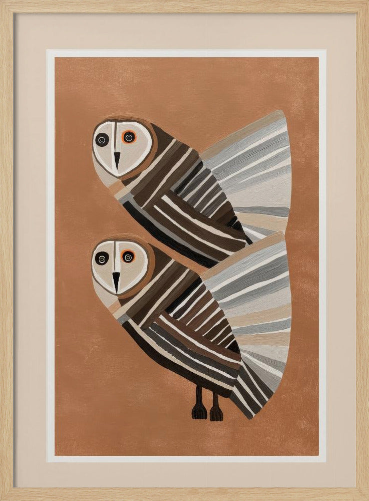 Striped Owl Pair - Poster / Art Print