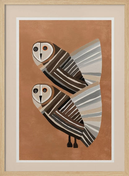 Striped Owl Pair - Poster / Art Print
