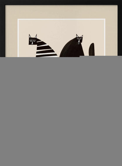Minimalist Cats In Black and White - Poster / Art Print
