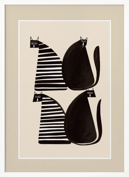 Minimalist Cats In Black and White - Poster / Art Print