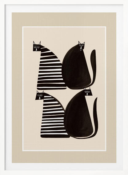 Minimalist Cats In Black and White - Poster / Art Print