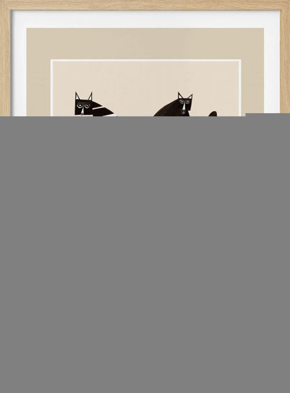 Minimalist Cats In Black and White - Poster / Art Print