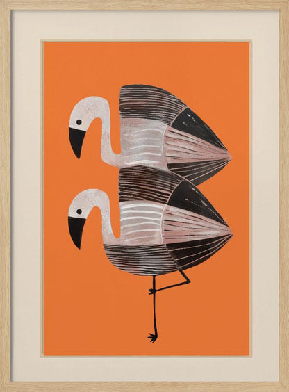 Tangerine Flamingos - Poster / Art Print