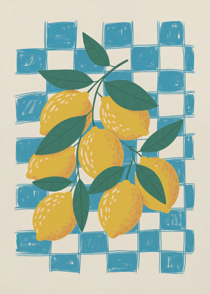 Lemon and Checks No 1 - Poster / Art Print