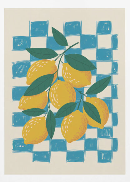 Lemon and Checks No 1 - Poster / Art Print