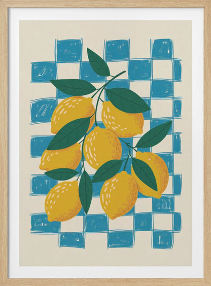 Lemon and Checks No 1 - Poster / Art Print