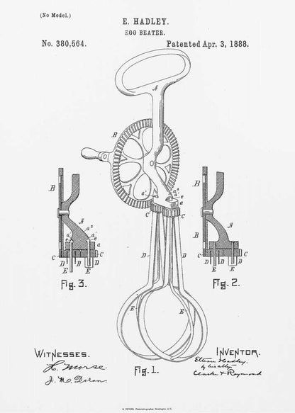 Egg Beater Patent 1888 - Poster / Art Print