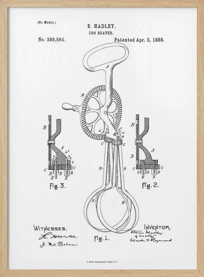 Egg Beater Patent 1888 - Poster / Art Print