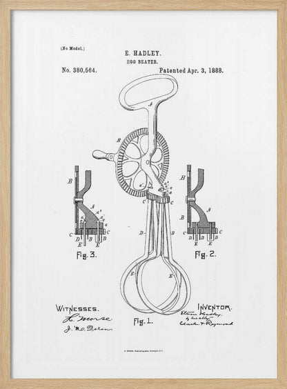 Egg Beater Patent 1888 - Poster / Art Print