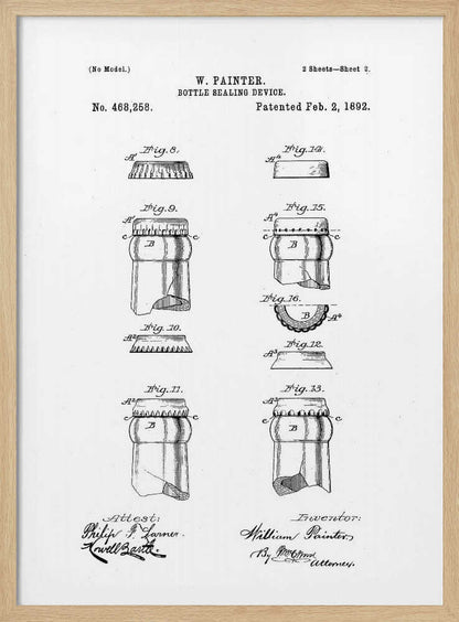 Bottle Sealing Device Patent 1892 - Poster / Art Print