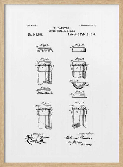 Bottle Sealing Device Patent 1892 - Poster / Art Print